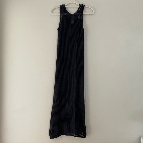 ASTR Revolve Palmer Sleeveless Crochet Midi Dress w Slip Cover Up Black Small - Picture 5 of 15